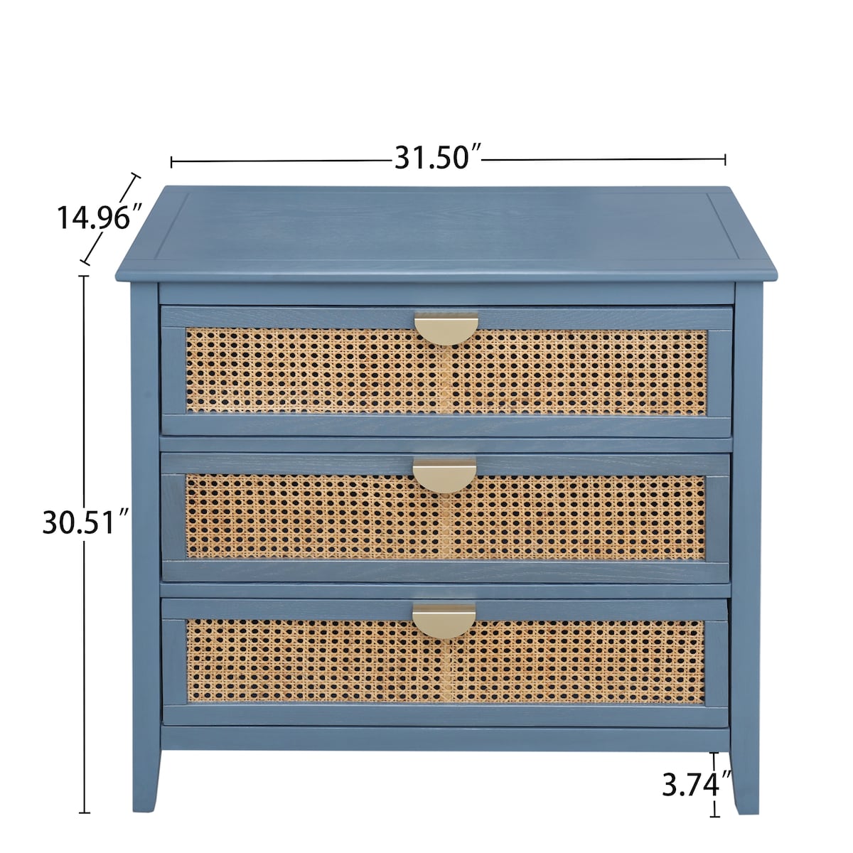 3 Drawer Cabinet,Natural rattan,American Furniture,Suitable for bedroom, living room, study
