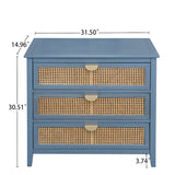 3 Drawer Cabinet,Natural rattan,American Furniture,Suitable for bedroom, living room, study