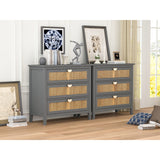 3 Drawer Cabinet,Natural rattan,American Furniture,Suitable for bedroom, living room, study