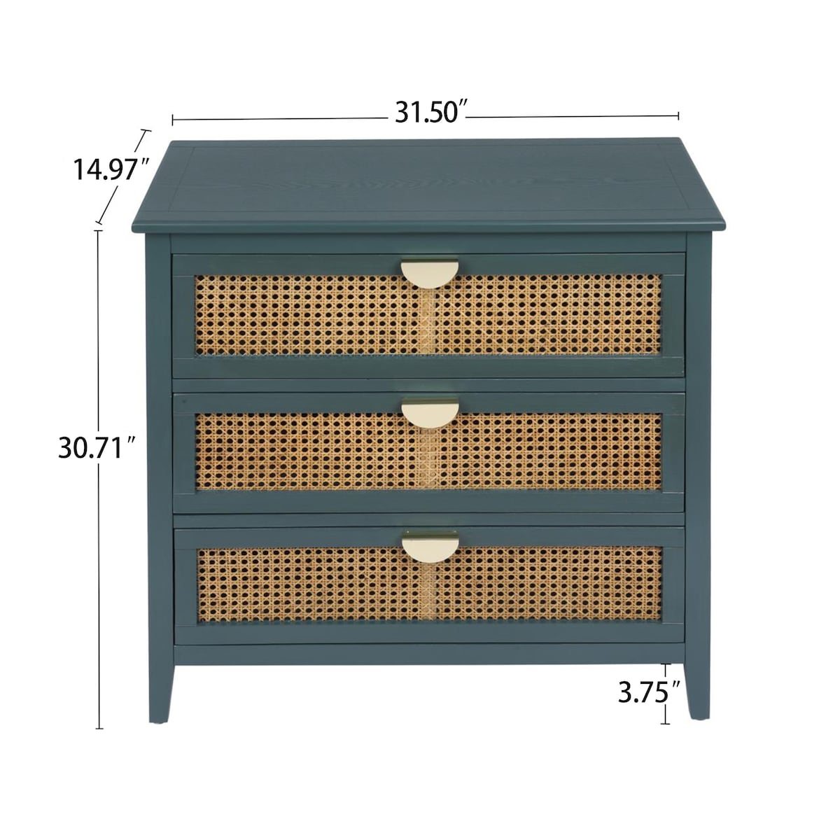 3 Drawer Cabinet,Natural rattan,American Furniture,Suitable for bedroom, living room, study