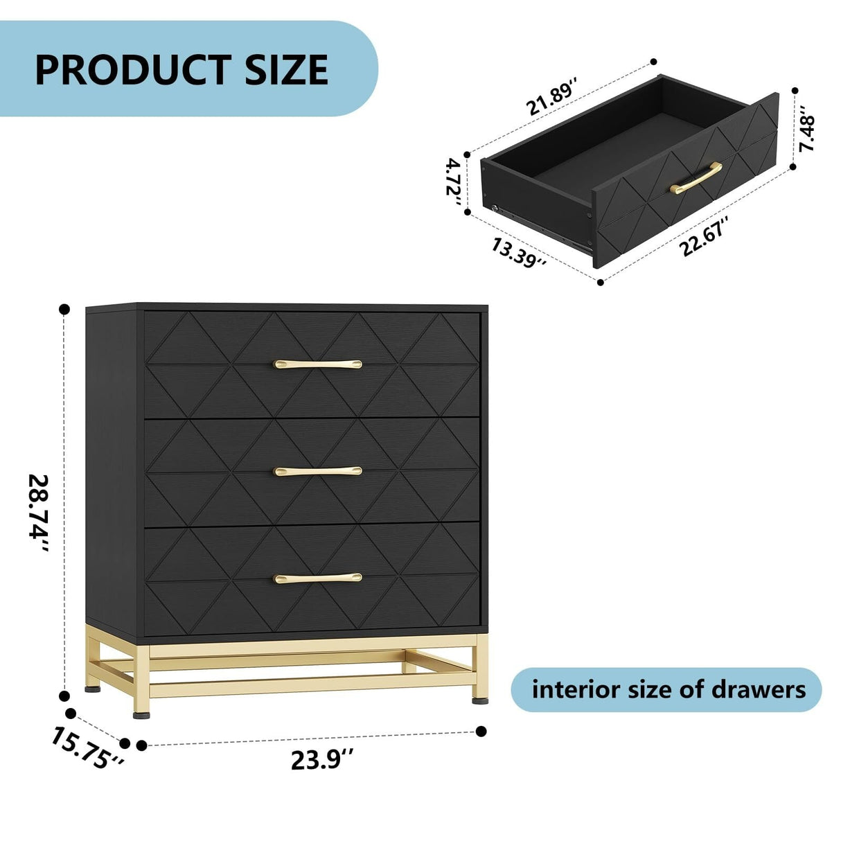 3 Drawer Dresser for Bedroom