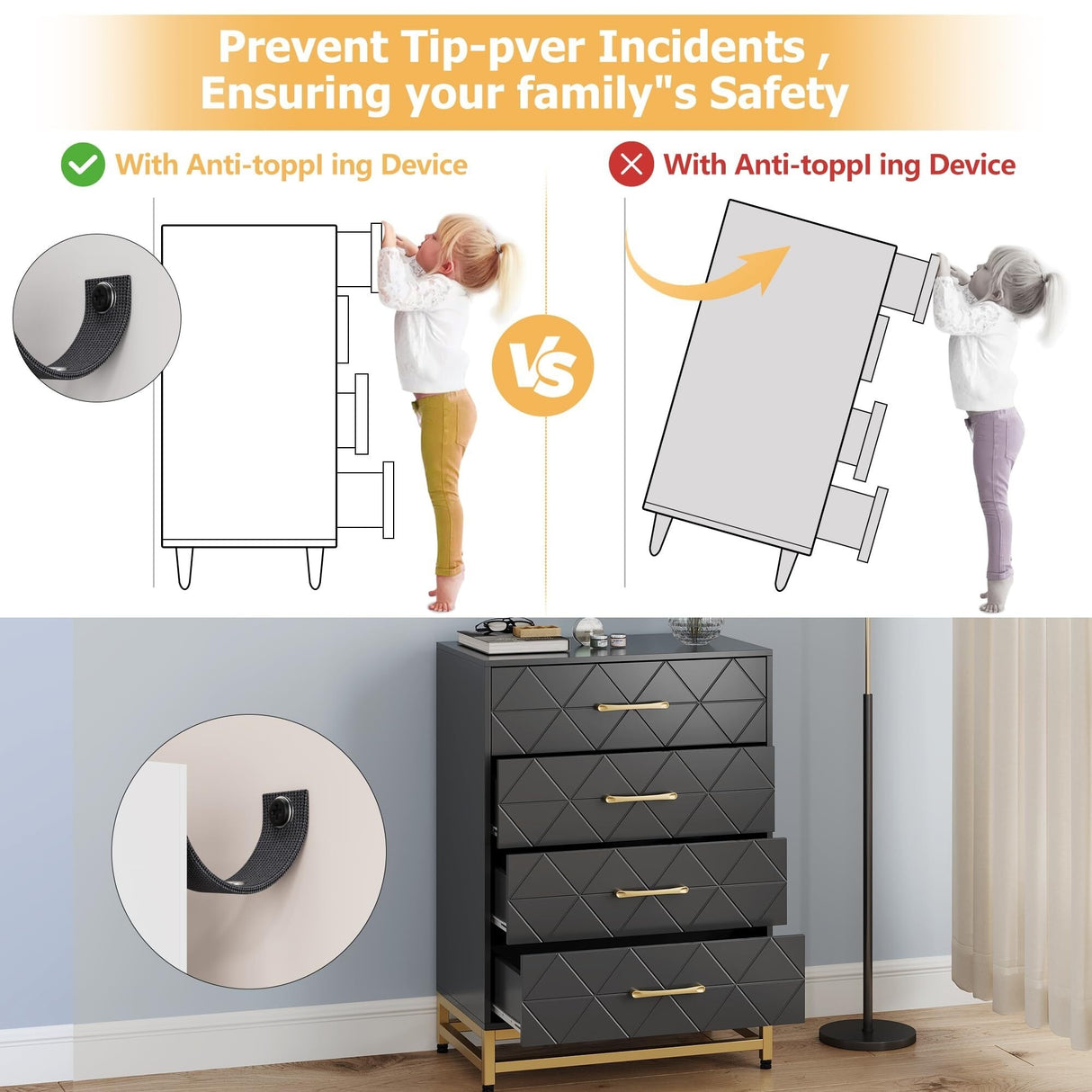 3 Drawer Dresser for Bedroom