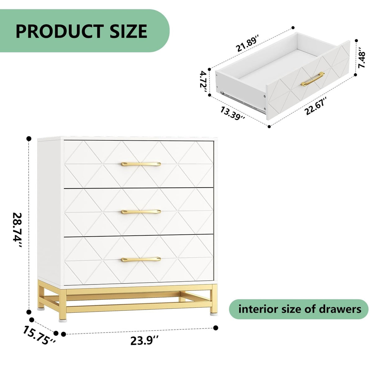 3 Drawer Dresser for Bedroom