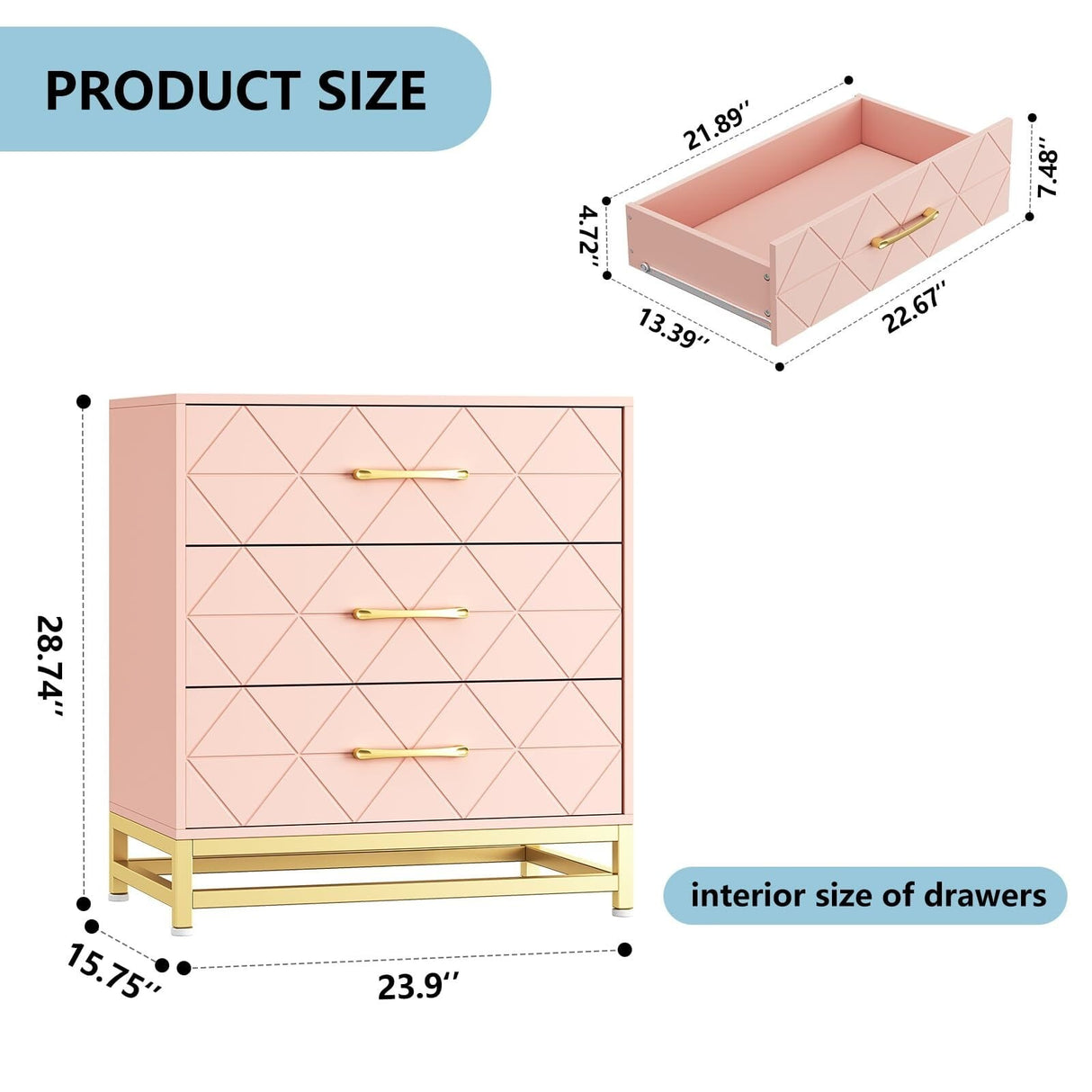 3 Drawer Dresser for Bedroom