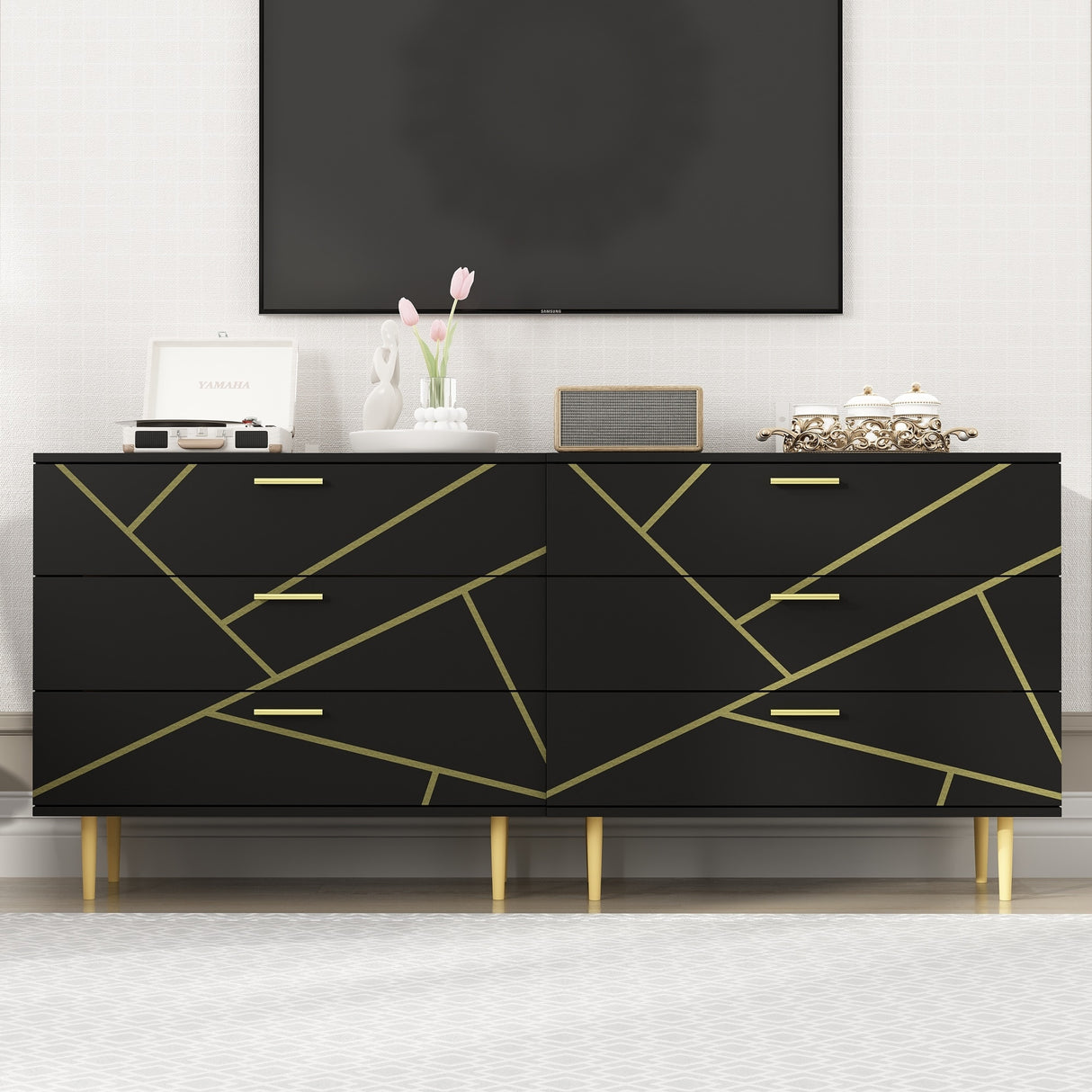 3 Drawer Dresser,Black Dresser for Bedroom, Wood Chest of Drawers