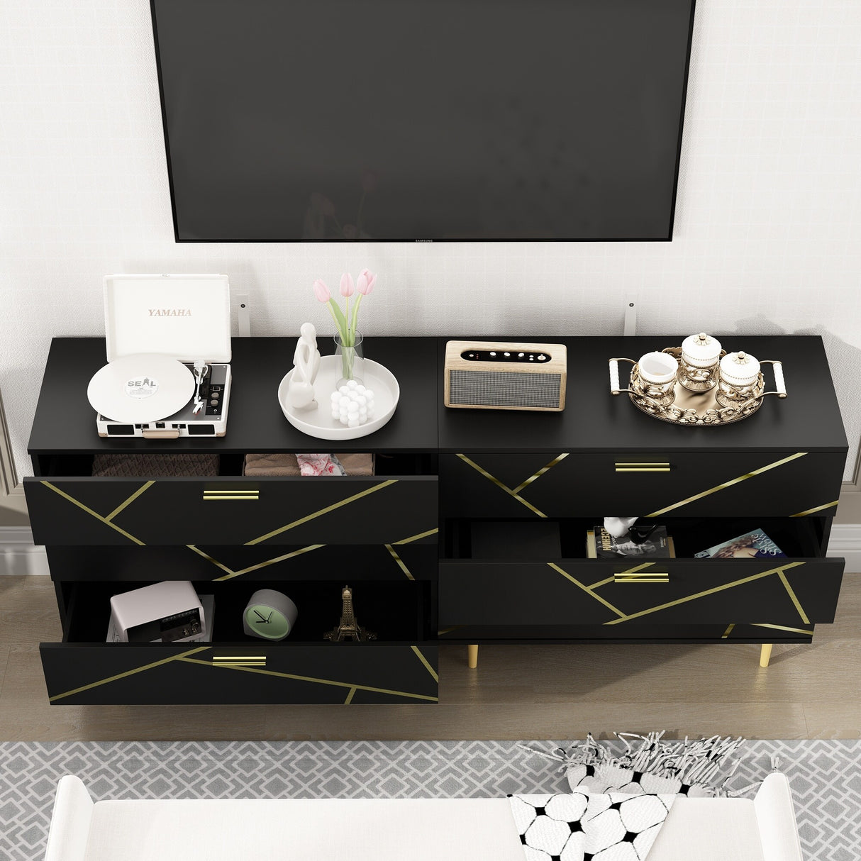 3 Drawer Dresser,Black Dresser for Bedroom, Wood Chest of Drawers