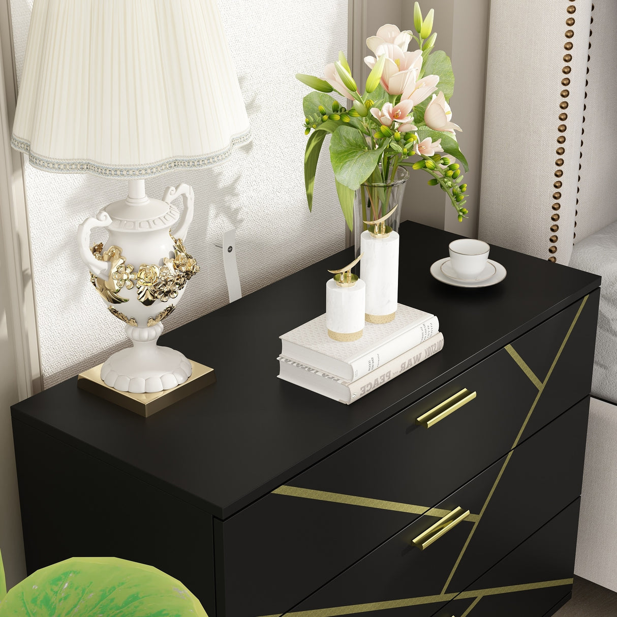 3 Drawer Dresser,Black Dresser for Bedroom, Wood Chest of Drawers