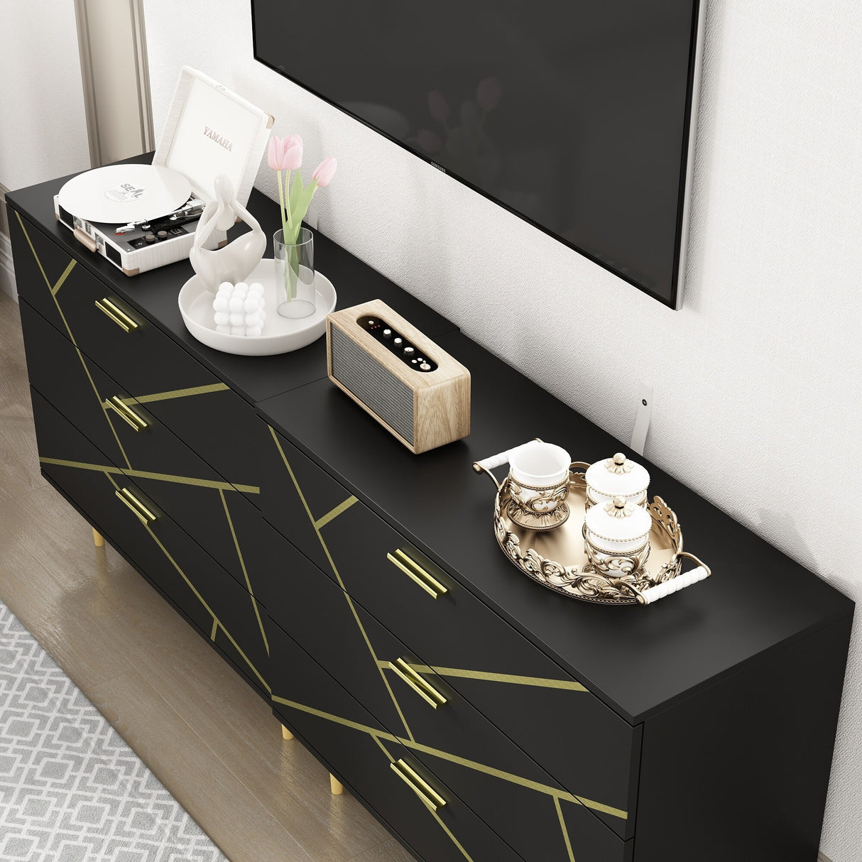 3 Drawer Dresser,Black Dresser for Bedroom, Wood Chest of Drawers