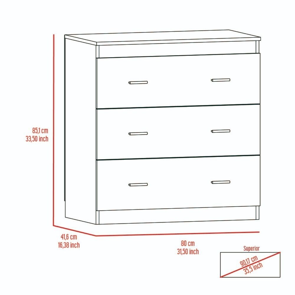 3 Drawer Dresser; Superior Top; Handles -Black, Suitable for Bedroom, Living Room, Dining Room, Items Storage Helper