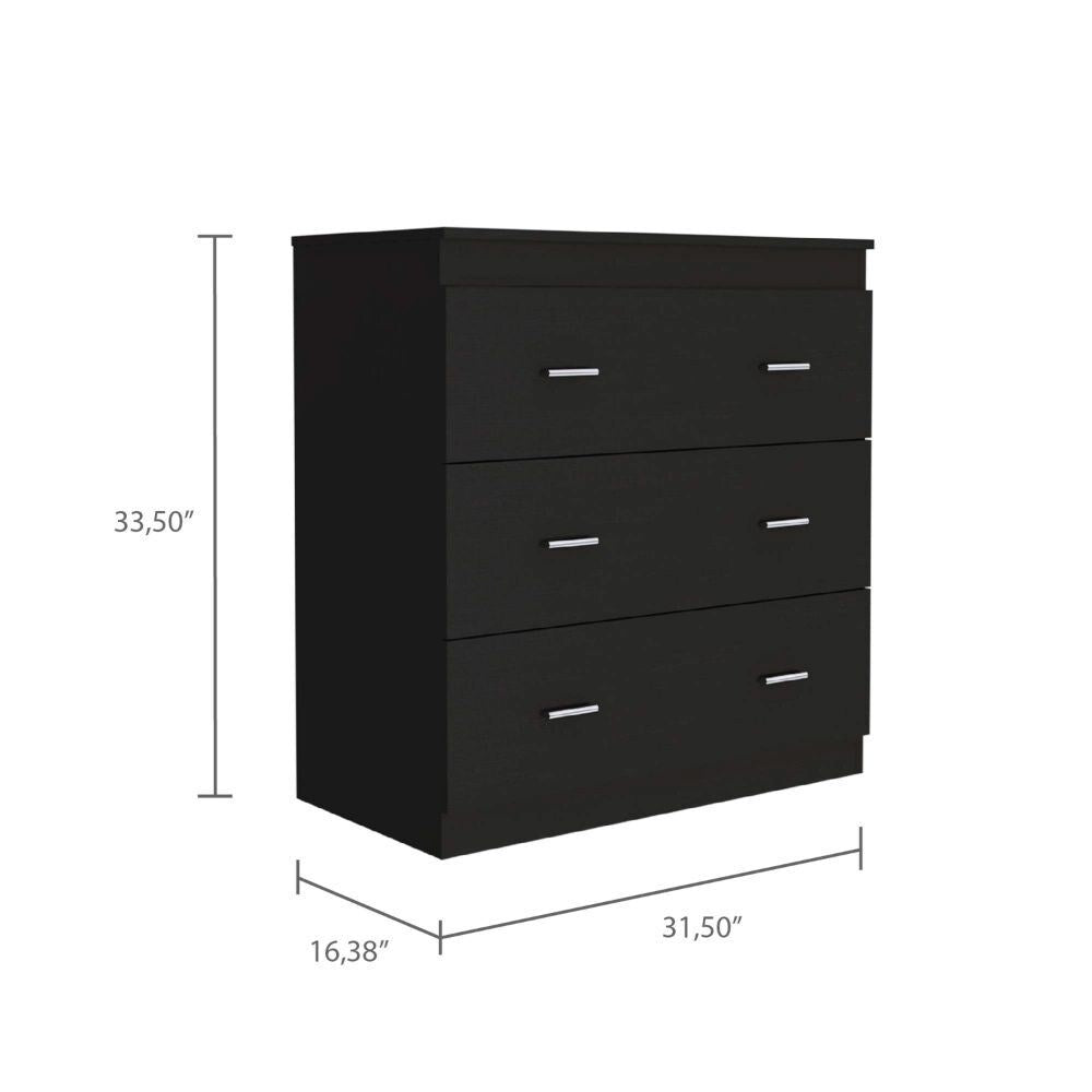 3 Drawer Dresser; Superior Top; Handles -Black, Suitable for Bedroom, Living Room, Dining Room, Items Storage Helper