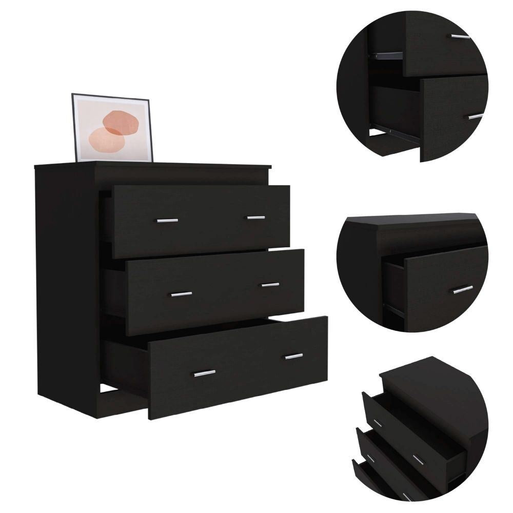 3 Drawer Dresser; Superior Top; Handles -Black, Suitable for Bedroom, Living Room, Dining Room, Items Storage Helper