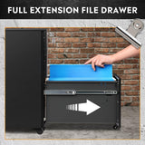 3 Drawer File Cabinet with Lock, Metal Rolling Filing Cabinets, Small Under Desk Cabinet with Slim Width (11.8 inch), Black