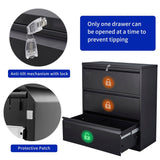 3 Drawer Lateral Filing Cabinet for Legal/Letter A4 Size, Large Deep Drawers Locked by Keys