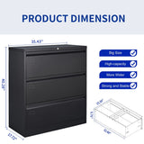 3 Drawer Lateral Filing Cabinet for Legal/Letter A4 Size, Large Deep Drawers Locked by Keys