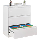 3 Drawer Lateral Filing Cabinet for Legal/Letter A4 Size, Large Deep Drawers Locked by Keys