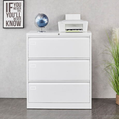 3 Drawer Lateral Filing Cabinet for Legal/Letter A4 Size, Large Deep Drawers Locked by Keys