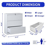3 Drawer Metal Filing Cabinet with Lock, Legal/Letter/A4/F4 Size