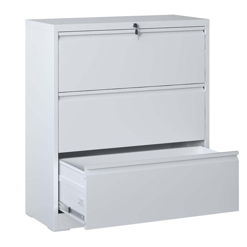 3 Drawer Metal Filing Cabinet with Lock, Legal/Letter/A4/F4 Size