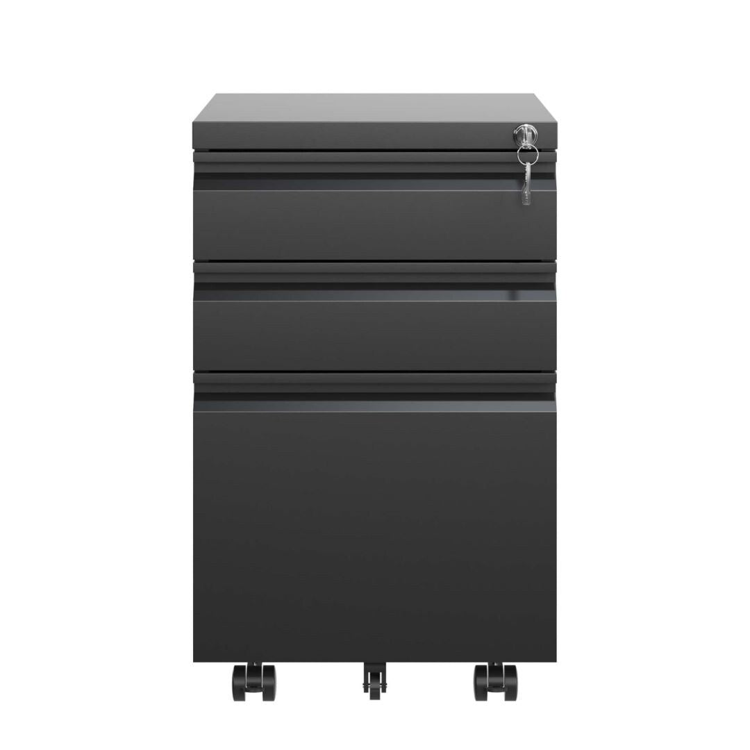 3 Drawer Mobile File Cabinet with Lock Metal Filing Cabinets for Home Office Organizer Letters/Legal/A4 Fully Assembled