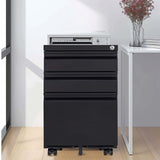 3 Drawer Mobile File Cabinet with Lock Metal Filing Cabinets for Home Office Organizer Letters/Legal/A4 Fully Assembled