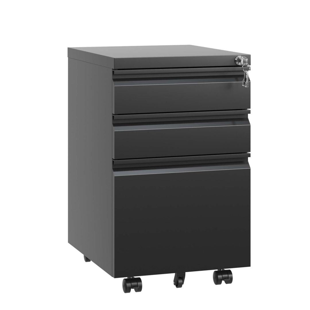 3 Drawer Mobile File Cabinet with Lock Metal Filing Cabinets for Home Office Organizer Letters/Legal/A4 Fully Assembled