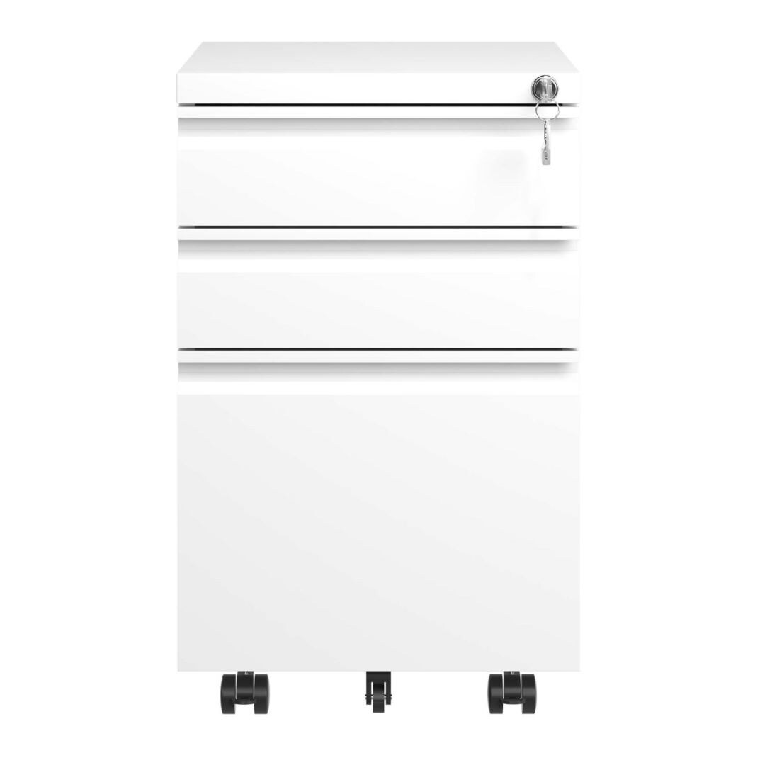 3 Drawer Mobile File Cabinet with Lock Metal Filing Cabinets for Home Office Organizer Letters/Legal/A4 Fully Assembled