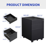 3 Drawer Mobile File Cabinet with Lock Steel File Cabinet for Legal/Letter/A4/F4 Size