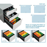 3 Drawer Mobile File Cabinet with Lock Steel File Cabinet for Legal/Letter/A4/F4 Size