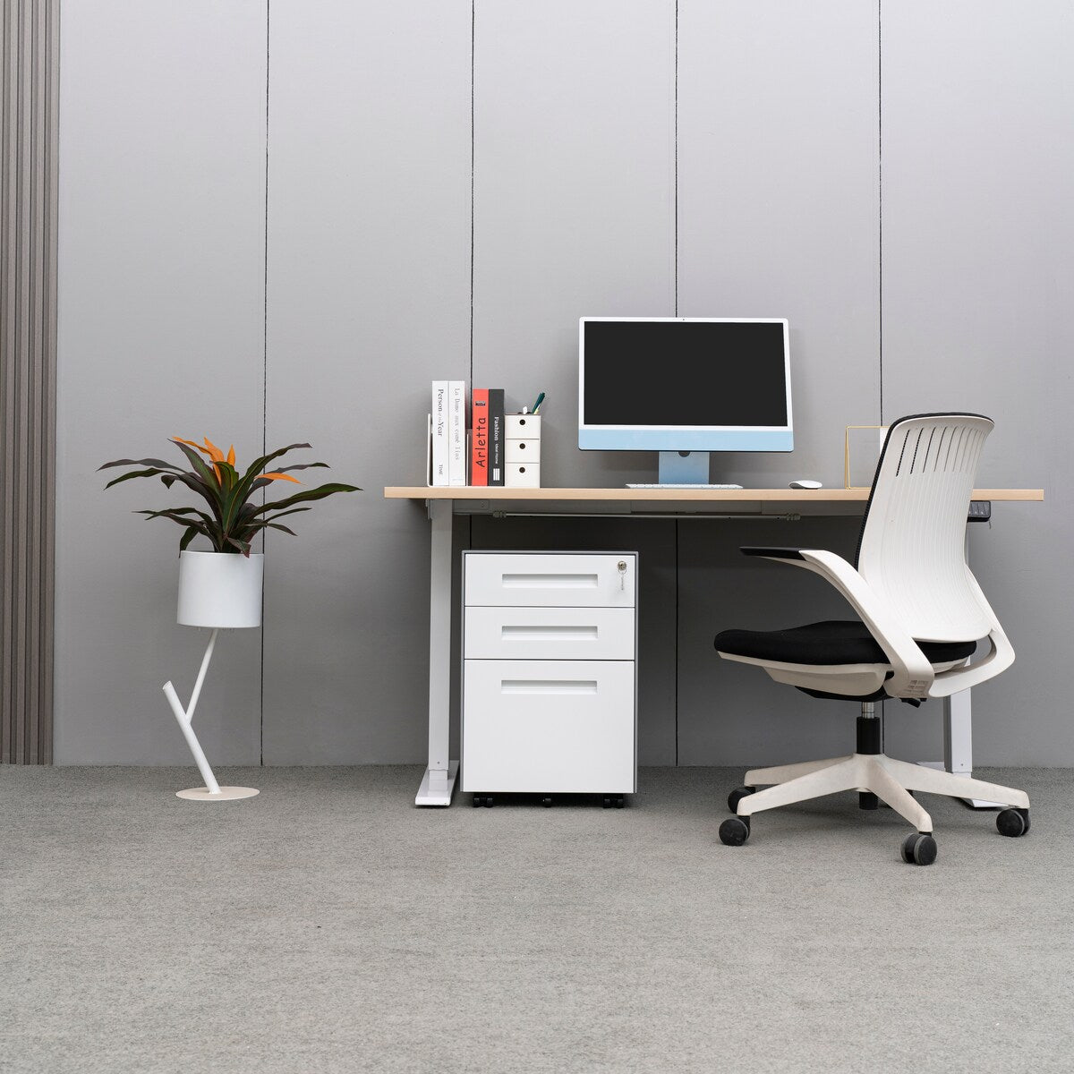 3 Drawer Mobile File Cabinet with Lock Steel File Cabinet for Legal/Letter/A4/F4 Size