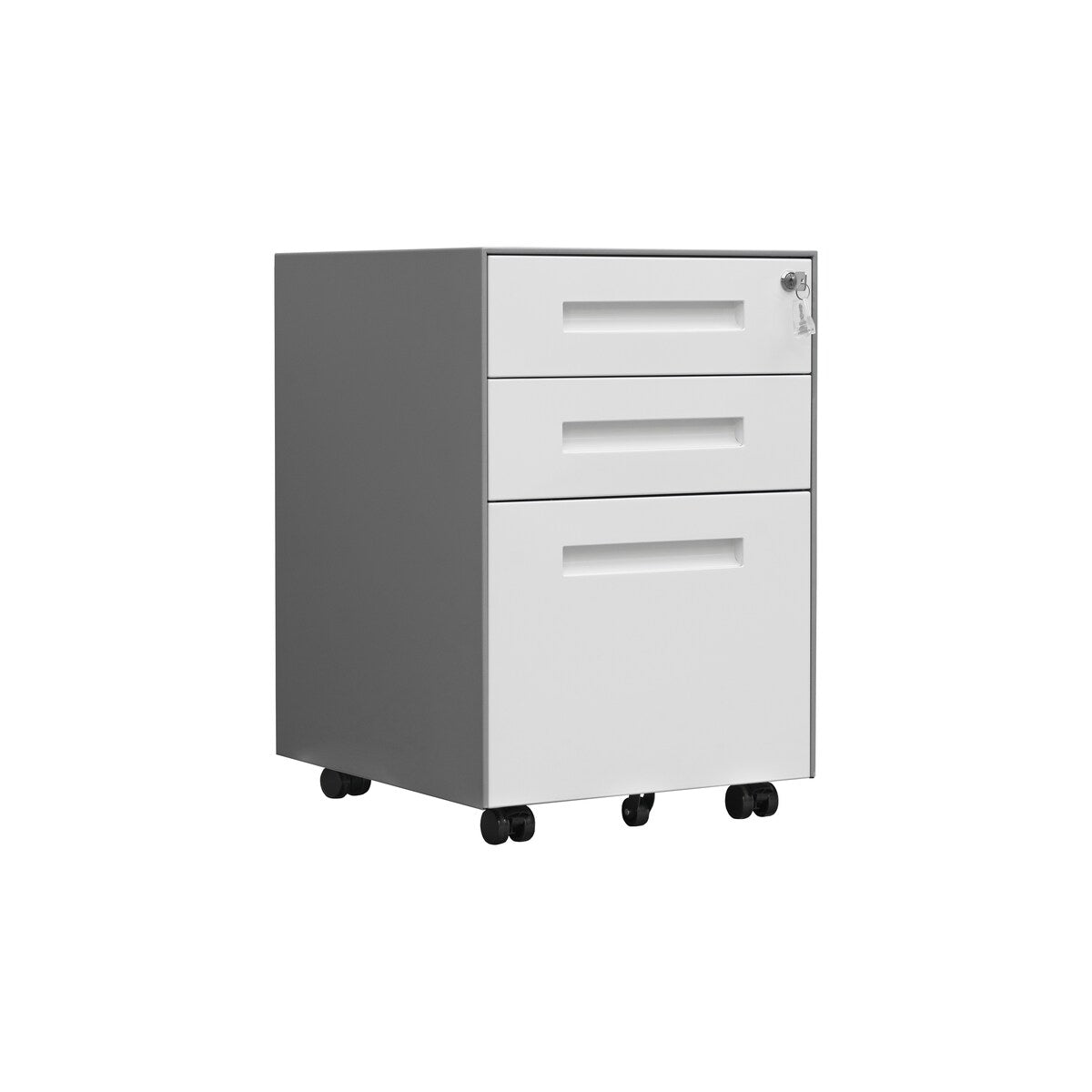 3 Drawer Mobile File Cabinet with Lock Steel File Cabinet for Legal/Letter/A4/F4 Size