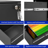 3 Drawer Mobile File Cabinet with Lock Steel File Cabinet for Legal/Letter/A4/F4 Size