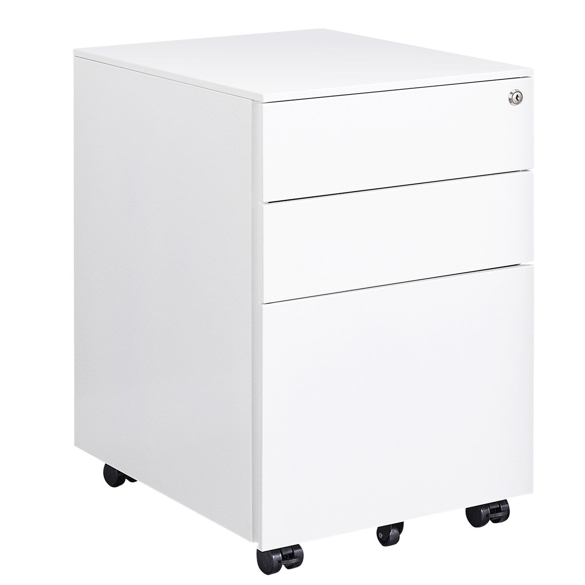 3 Drawer Mobile File Cabinet with Lock Steel File Cabinet for Legal/Letter/A4/F4 Size