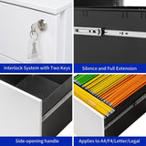 3 Drawer Mobile File Cabinet with Lock Steel File Cabinet for Legal/Letter/A4/F4 Size