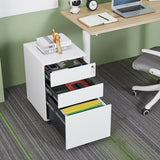 3 Drawer Mobile File Cabinet with Lock Steel File Cabinet for Legal/Letter/A4/F4 Size