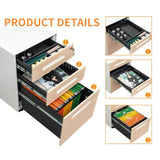 3-Drawer Mobile File Cabinet with Lock, Steel Construction