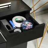 3 Drawer Office Storage Cabinet, Under Desk Cabinet with Wheels, Black Wood Grain