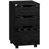 3 Drawer Office Storage Cabinet, Under Desk Cabinet with Wheels, Black Wood Grain