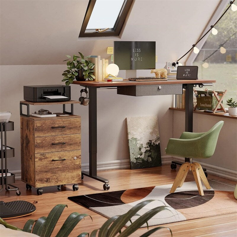 3-Drawer Rolling Filing Cabinet - 6.3"D x 30.12"W x 21.65"H