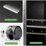 3-Drawer Wood Mobile Filing Cabinet with Open Storage Shelves