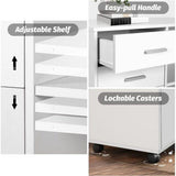 3-Drawer Wood Mobile Filing Cabinet with Open Storage Shelves