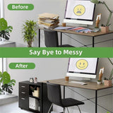 3-Drawer Wood Mobile Filing Cabinet with Open Storage Shelves