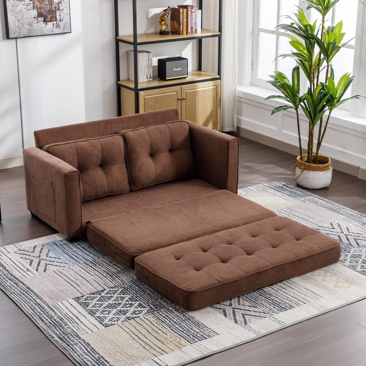 3 Fold Sofa Morden Adjustable Futon Couch Velvet Sofa, Accent sofa, Loveseat Sofa