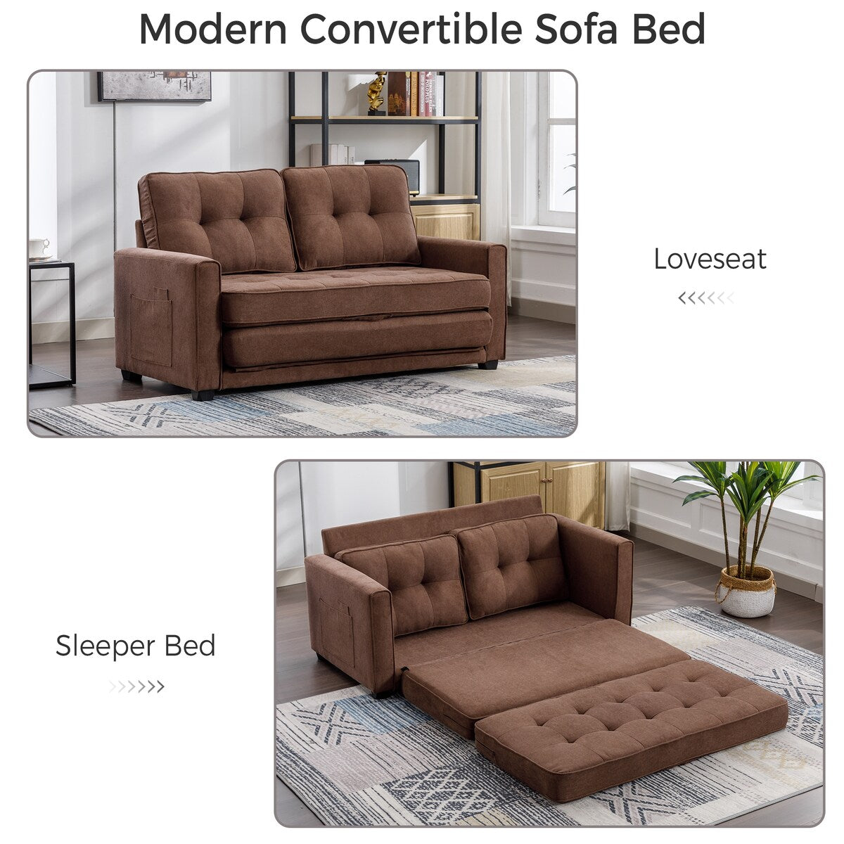 3 Fold Sofa Morden Adjustable Futon Couch Velvet Sofa, Accent sofa, Loveseat Sofa