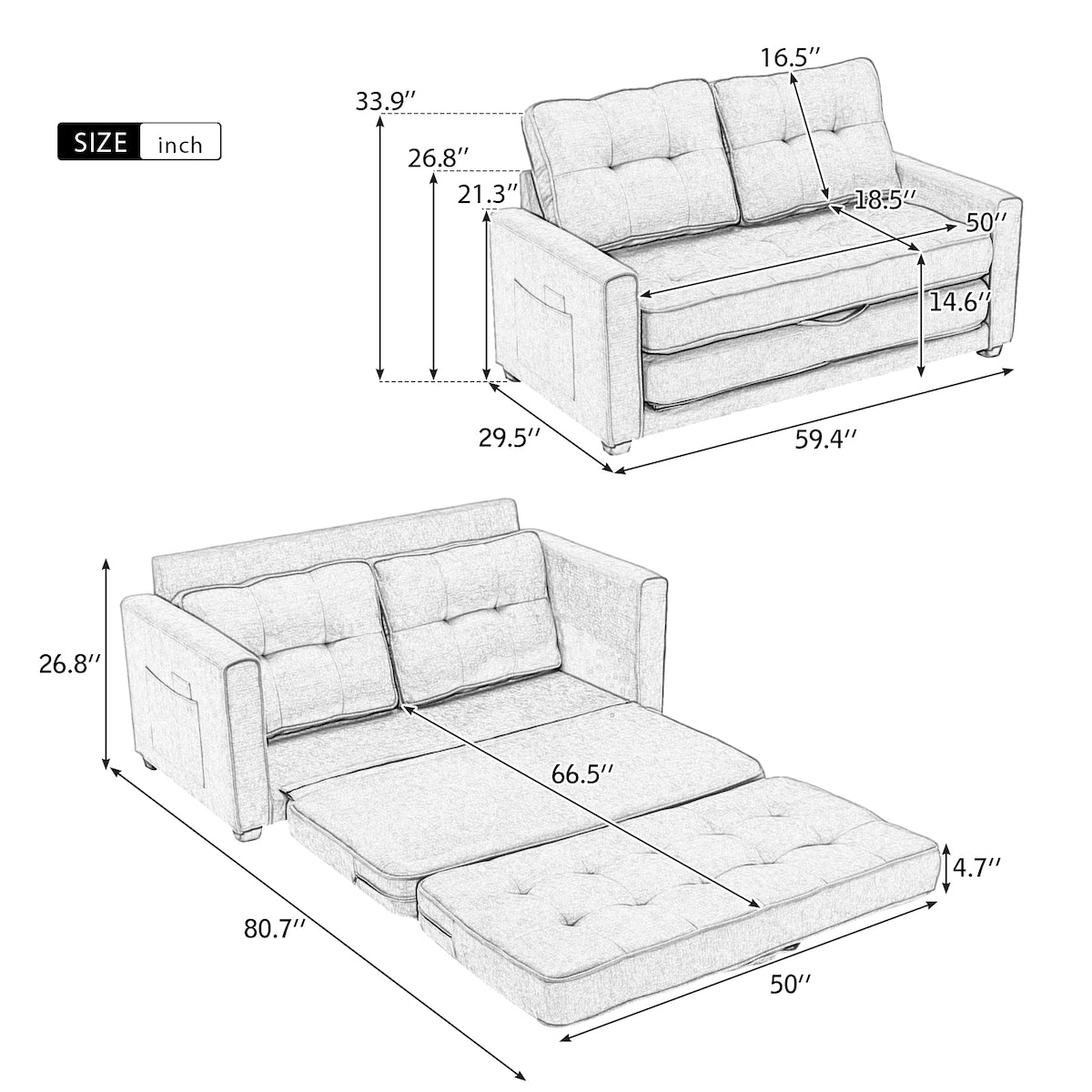 3 Fold Sofa Morden Adjustable Futon Couch Velvet Sofa, Accent sofa, Loveseat Sofa