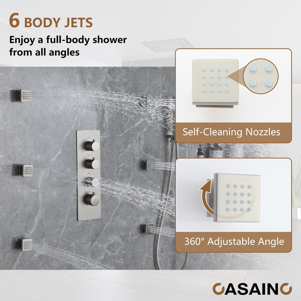 3-Function LED 64-Color with Music Deluxe Thermostatic Shower System