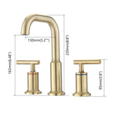 3 Hole Widespread Bathroom Sink Faucet Brushed Gold Bathroom Faucet with Double Handle Basin Tap with 360° Swivel Spout