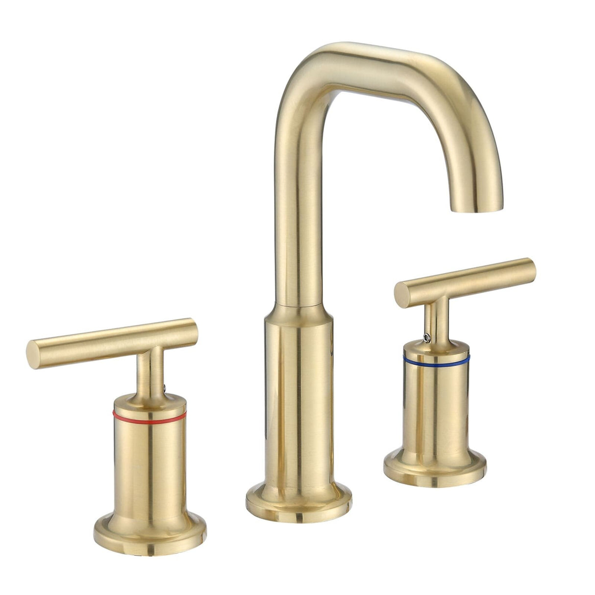 3 Hole Widespread Bathroom Sink Faucet Brushed Gold Bathroom Faucet with Double Handle Basin Tap with 360° Swivel Spout