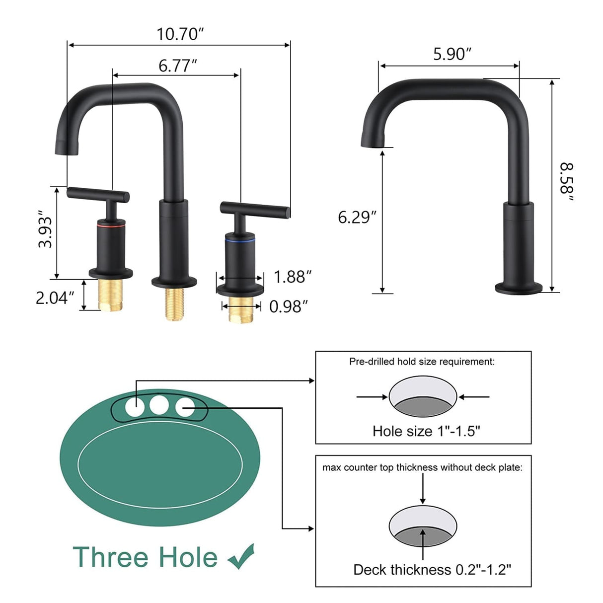 3 Holes Bathroom Sink Faucet With Drain Assembly 8 Inch Widespread Bathroom Faucets 2 Handle Modern Lavatory Basin Vanity Taps