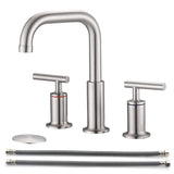 3 Holes Bathroom Sink Faucet With Drain Assembly 8 Inch Widespread Bathroom Faucets 2 Handle Modern Lavatory Basin Vanity Taps