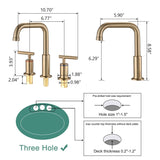 3 Holes Bathroom Sink Faucet With Drain Assembly 8 Inch Widespread Bathroom Faucets 2 Handle Modern Lavatory Basin Vanity Taps